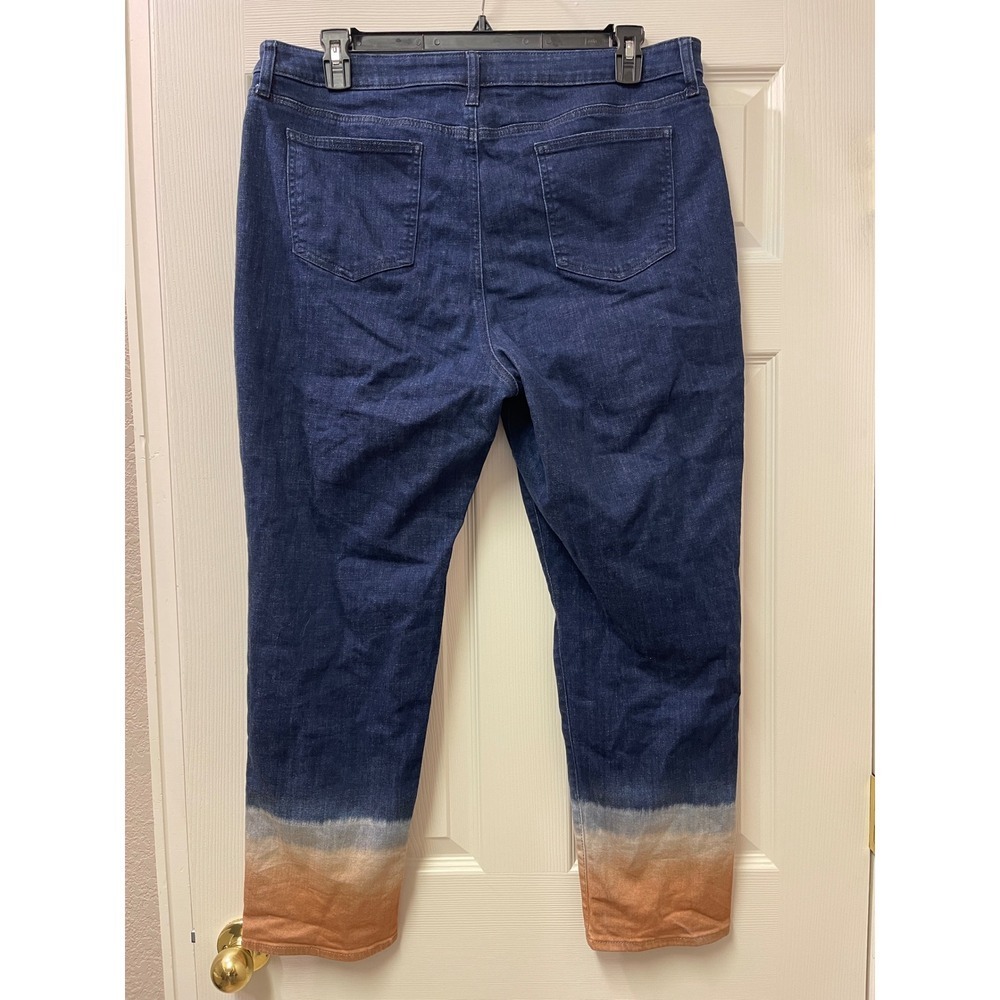 Chico's So Slimming Girlfriend‎ Jeans Size 3R US 16 Regular Ombre Fade - Picture 14 of 17